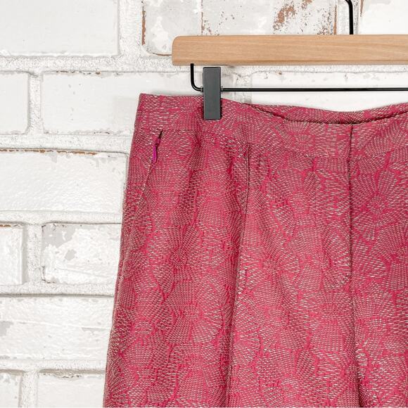 Vintage 90s Worth New York Jacquard Metallic and Pink Cotton Blend Trouser 8 - Picture 6 of 9